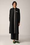 Buy_Payal Pratap_Black Handloom Cotton Collared Grandiflora Front Open Tunic _Online_at_Aza_Fashions