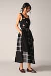 Payal Pratap_Black Handloom Cotton Embroidery Coziae Patchwork Long Skirt _Online_at_Aza_Fashions