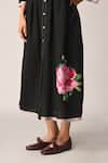 Shop_Payal Pratap_Black Handloom Cotton Embroidery Collared Bella Applique Dress _Online_at_Aza_Fashions