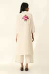 Shop_Payal Pratap_Ivory Handloom Cotton Embroidery Split V-neck Tunic And Pant Set _at_Aza_Fashions