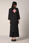 Shop_Payal Pratap_Black Handloom Cotton Embroidery Split V-neck Tunic And Pant Set _at_Aza_Fashions