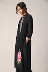 Payal Pratap_Black Handloom Cotton Embroidery Split V-neck Tunic And Pant Set _Online_at_Aza_Fashions