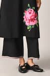 Shop_Payal Pratap_Black Handloom Cotton Embroidery Split V-neck Tunic And Pant Set _Online_at_Aza_Fashions