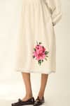 Payal Pratap_Ivory Handloom Cotton Embroidery Round Neck Pleated Yoke Midi Dress _Online_at_Aza_Fashions