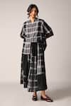 Buy_Payal Pratap_Black Handloom Cotton Collared Iwara Oversized Panel Shirt _at_Aza_Fashions