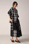 Payal Pratap_Black Handloom Cotton Collared Iwara Oversized Panel Shirt _Online_at_Aza_Fashions