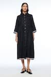 Buy_Payal Pratap_Black Linen Mandarin Collar Bella Two Pocket Dress _Online_at_Aza_Fashions