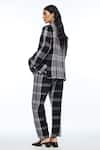 Shop_Payal Pratap_Black Linen Open Neck Calantha Check Jacket _at_Aza_Fashions