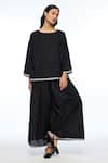 Buy_Payal Pratap_Black Handloom Cotton Belsamica Wide Leg Pant _at_Aza_Fashions