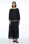 Buy_Payal Pratap_Black Handloom Cotton Belsamica Wide Leg Pant _Online_at_Aza_Fashions