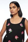 Shop_Payal Pratap_Black Handloom Cotton, Linen Embroidery Round Neck Bugensis Floral Camisole Top _Online_at_Aza_Fashions