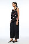 Payal Pratap_Black Handloom Cotton Bishopli Elasticated Pant _Online_at_Aza_Fashions