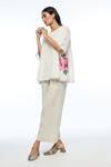 Payal Pratap_Ivory Handloom Cotton Embroidery Round Neck Carolinae Top _Online_at_Aza_Fashions