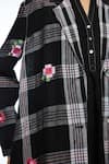 Payal Pratap_Black Linen Embroidery Collared Arvensis Long Jacket _Online_at_Aza_Fashions