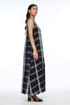 Payal Pratap_Black Linen V-neck Handloom Maxi Dress _Online_at_Aza_Fashions