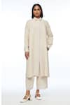 Buy_Payal Pratap_Beige Linen Collared Polyantha Front Open Tunic _Online_at_Aza_Fashions