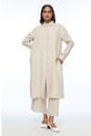 Buy_Payal Pratap_Beige Linen Handloom Elasticated Pants _at_Aza_Fashions