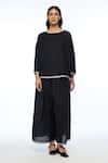 Buy_Payal Pratap_Black Handloom Cotton Round Neck Oversize Top _Online_at_Aza_Fashions