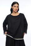 Shop_Payal Pratap_Black Handloom Cotton Round Neck Oversize Top _Online_at_Aza_Fashions