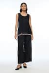 Buy_Payal Pratap_Black Handloom Cotton Round Neck Davurica Pintuck Camisole Top _at_Aza_Fashions