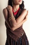 Style Junkiie_Chocolate Cotton Crew Neck French Press Tassel Crop Tee _at_Aza_Fashions