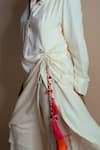 Buy_Style Junkiie_Cream Rayon, Twill Tassels Collared Long Shirt Dress _Online_at_Aza_Fashions