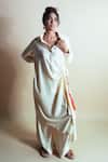 Buy_Style Junkiie_Cream Rayon, Twill Tassels Collared Long Shirt Dress _at_Aza_Fashions