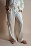 Shop_Style Junkiie_Cream Rayon, Twill Tassels Collared Long Shirt Dress _Online_at_Aza_Fashions