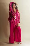 Style Junkiie_Pink Silk Tassels, Pom-poms Peek-a-pink Bandhini Shirt _Online_at_Aza_Fashions