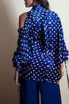 Shop_Style Junkiie_Blue Silk Tassels Off-shoulder Bandhini Print Shirt _at_Aza_Fashions