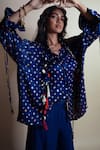 Buy_Style Junkiie_Blue Silk Tassels Off-shoulder Bandhini Print Shirt _Online_at_Aza_Fashions