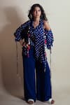 Buy_Style Junkiie_Blue Rayon, Twill Cobalt Flared Pant _at_Aza_Fashions