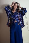 Style Junkiie_Blue Rayon, Twill Cobalt Flared Pant _Online_at_Aza_Fashions