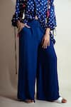 Buy_Style Junkiie_Blue Rayon, Twill Cobalt Flared Pant _Online_at_Aza_Fashions