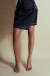 Style Junkiie_Blue Denim Deep Space Knotted Skirt _Online_at_Aza_Fashions