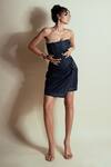 Buy_Style Junkiie_Blue Denim Deep Space Knotted Skirt _at_Aza_Fashions