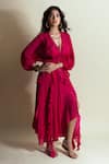 Style Junkiie_Pink Chiffon, Chinon Ruffles Hot Strawberry Cascade Skirt _at_Aza_Fashions