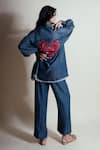 Shop_Style Junkiie_Blue Tencel, Denim Collared Love Shirt _at_Aza_Fashions