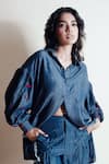 Style Junkiie_Blue Tencel, Denim Collared Love Shirt _at_Aza_Fashions
