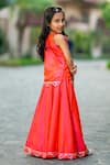 Shop_YUVRAANI JAIPUR_Pink Silk, Cotton, Net Embroidery Neon Lehenga Set _at_Aza_Fashions