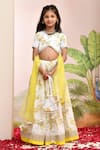 YUVRAANI JAIPUR_Ivory Chanderi, Cotton, Net Sequins, And Yellow Digital Print Lehenga Set _at_Aza_Fashions