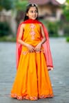 YUVRAANI JAIPUR_Yellow Silk, Cotton, Net Embroidery, Tassels Mustard Lehenga Set _Online_at_Aza_Fashions