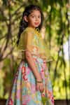YUVRAANI JAIPUR_Multi Color Chanderi, Cotton, Net Multi-coloured Printed Lehenga With Cape _Online_at_Aza_Fashions