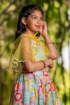 Shop_YUVRAANI JAIPUR_Multi Color Chanderi, Cotton, Net Multi-coloured Printed Lehenga With Cape _Online_at_Aza_Fashions