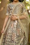 YUVRAANI JAIPUR_Gray Muslin, Cotton, Net Tassels, Sequins, Embroidery Floral Printed Lehenga Set _at_Aza_Fashions