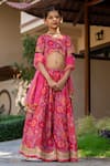YUVRAANI JAIPUR_Red Chanderi, Cotton, Net Tassels Cherry Printed Lehenga Set _Online_at_Aza_Fashions