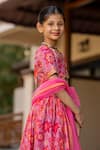 Shop_YUVRAANI JAIPUR_Red Chanderi, Cotton, Net Tassels Cherry Printed Lehenga Set _Online_at_Aza_Fashions