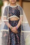 YUVRAANI JAIPUR_Black Muslin, Net, Cotton Sequins, Grey And Floral Printed Lehenga Set _at_Aza_Fashions