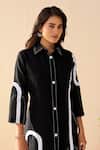 Savaaya_Black Linen Collared And White Meadow Midi Dress _Online_at_Aza_Fashions