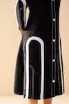 Savaaya_Black Linen Collared And White Meadow Midi Dress _at_Aza_Fashions